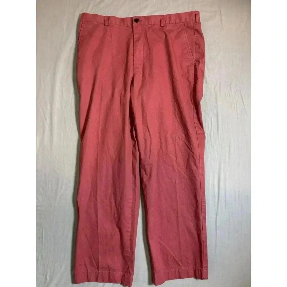 Brooks Brothers 346 Chino Pants Mens 38x28 Red Salmon Relaxed Preppy